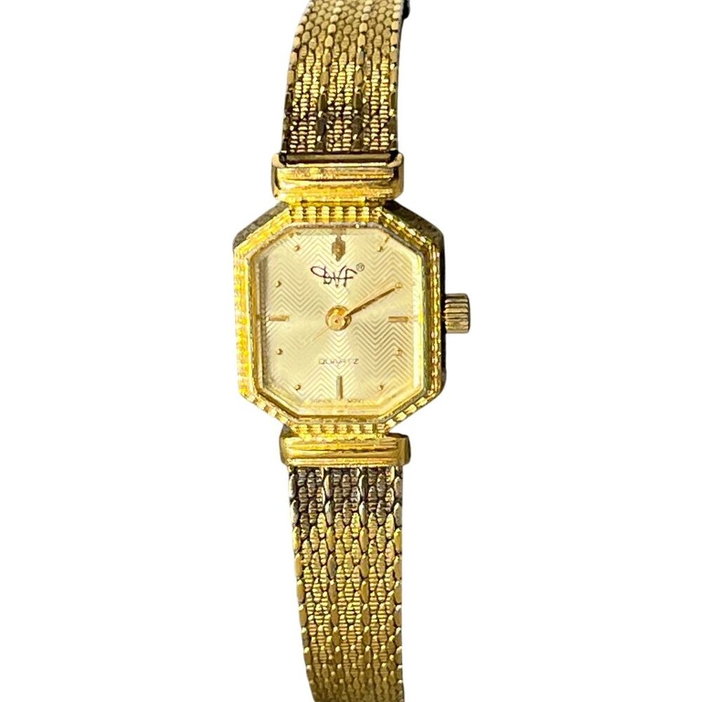 Diane Von Furstenberg Gold Plated Mesh Stainless Steel Watch Vintage untested